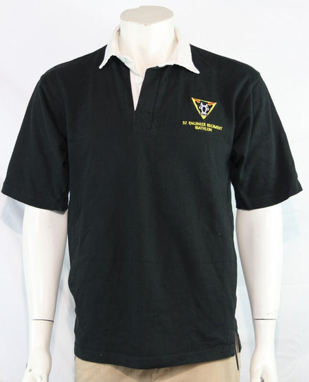 Genuine Surplus British Army Short Sleeve Rugby Shirt Embroidered Black