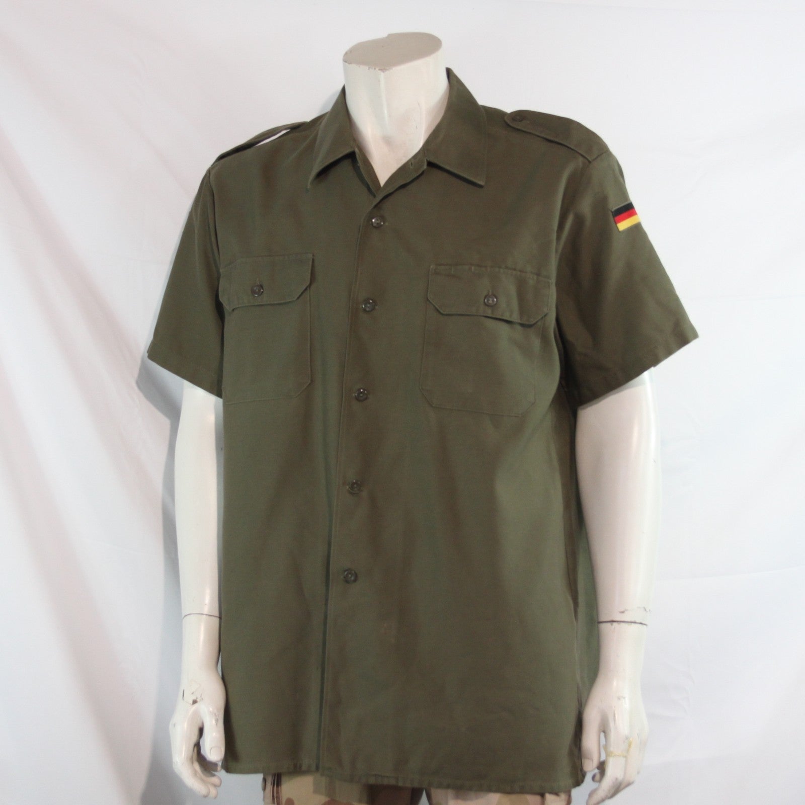 Genuine Surplus German Army Short Sleeve Moleskin Shirt Olive (4265)