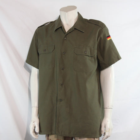 Genuine Surplus German Army Short Sleeve Moleskin Shirt Olive (4265)