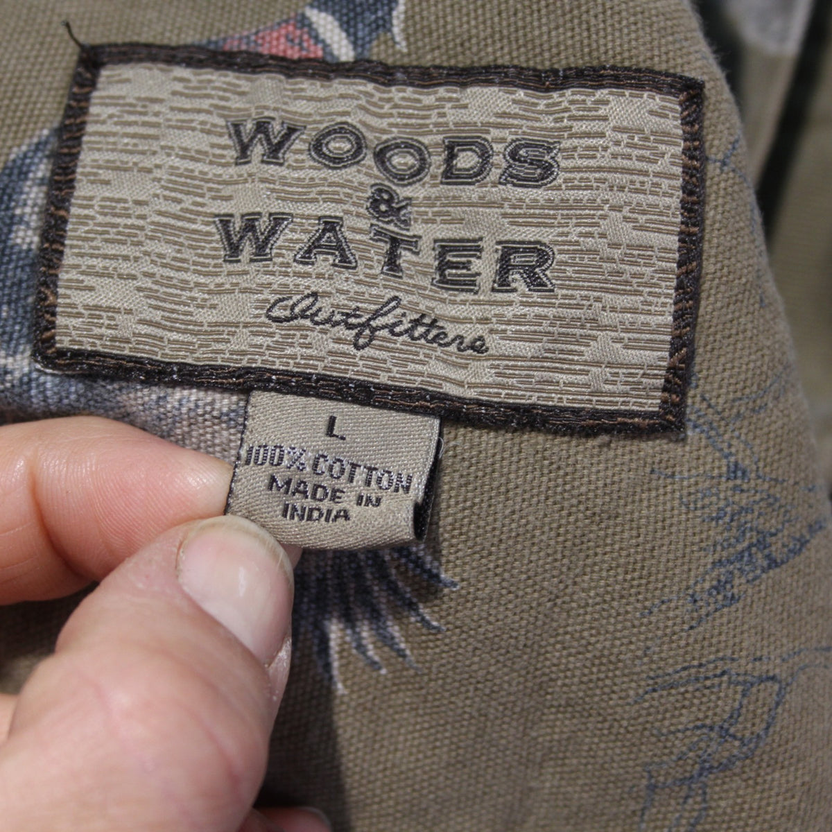 Woods & Water Turkey Pheasant Printed Hunting Shirt Cotton Khaki Large (4073)