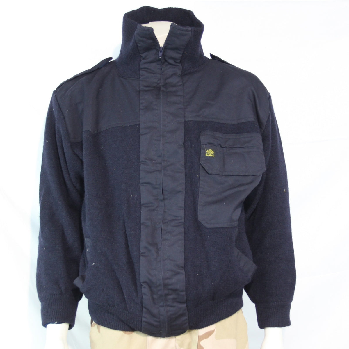 Windproof Pure New Wool Zip Up Jumper Jacket Dutch Military Surplus  46-48" 3569