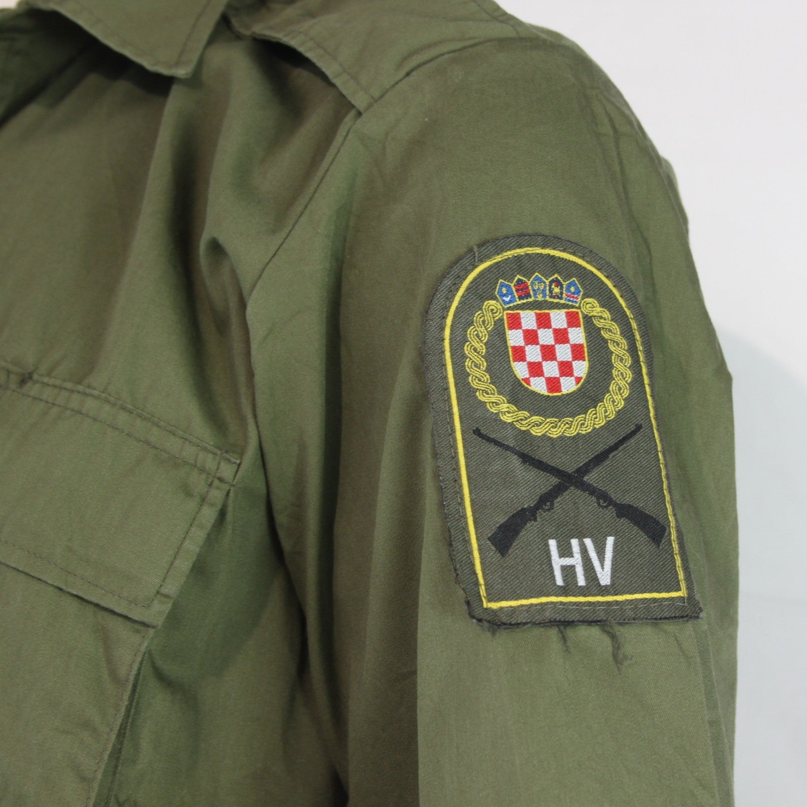 Croatian Short Sleeve Army Shirt Lightweight Badged Olive Genuine Surplus (4324)