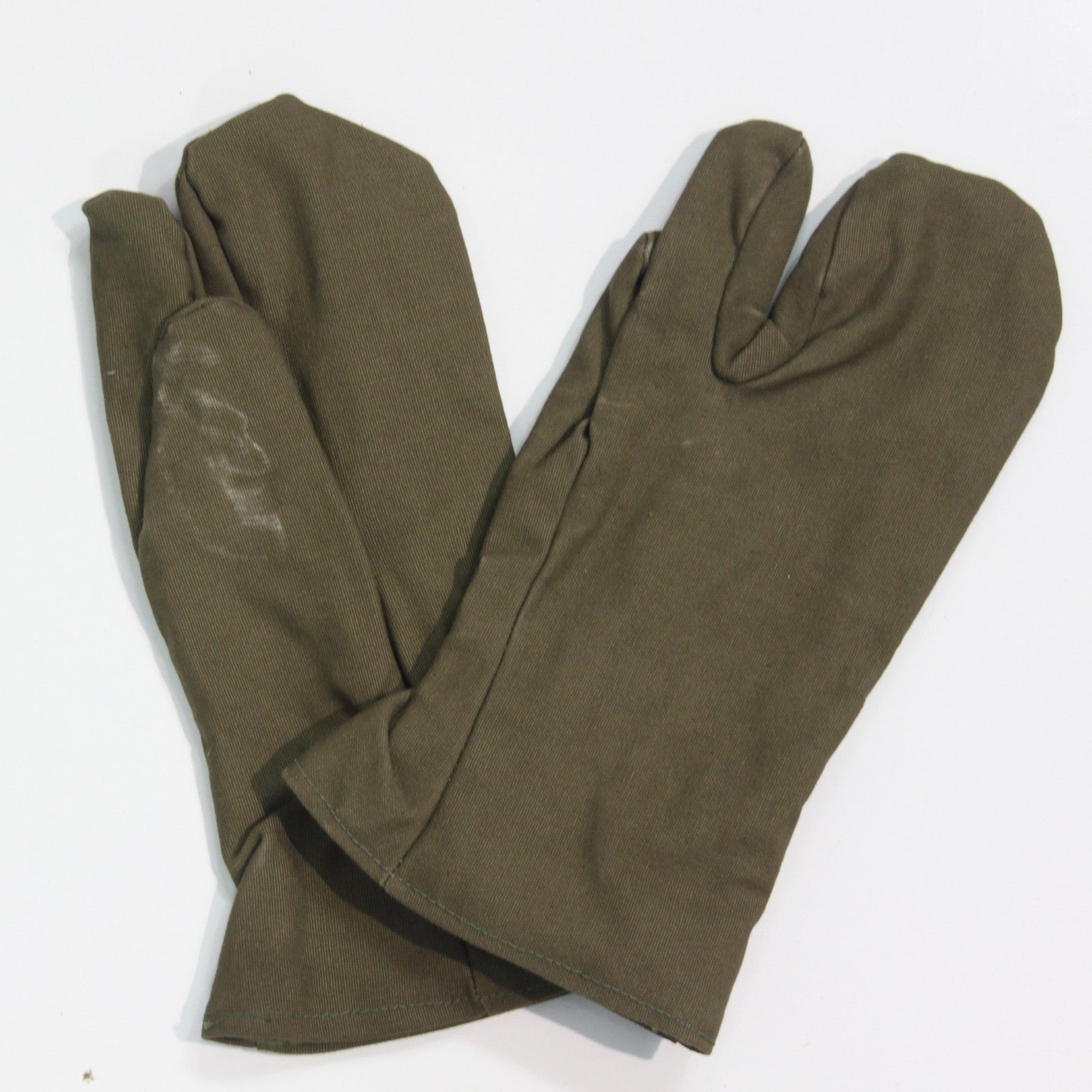Wool Felt Lined Army Mittens Genuine Surplus Olive Canvas Size Large (3917)