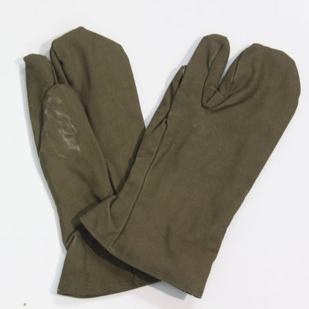 Wool Felt Lined Army Mittens Genuine Surplus Olive Canvas Size Large (3917)