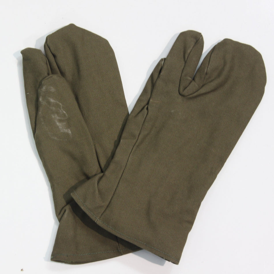 Wool Felt Lined Army Mittens Genuine Surplus Olive Canvas Size Large (3917)