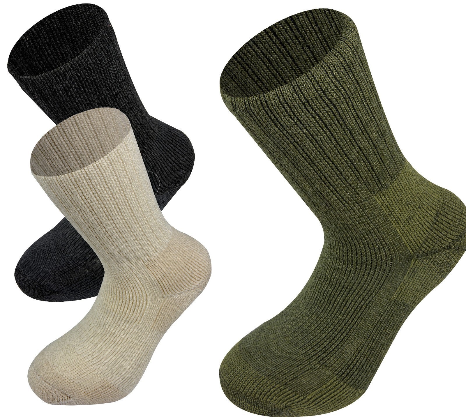 Highlander Norwegian Socks Mens Walking Hiking Outdoor Military Olive Black Wht
