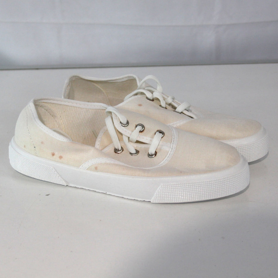 Vintage Military White Plimsolls Lace Up Genuine Surplus EU 38 39 (3865)