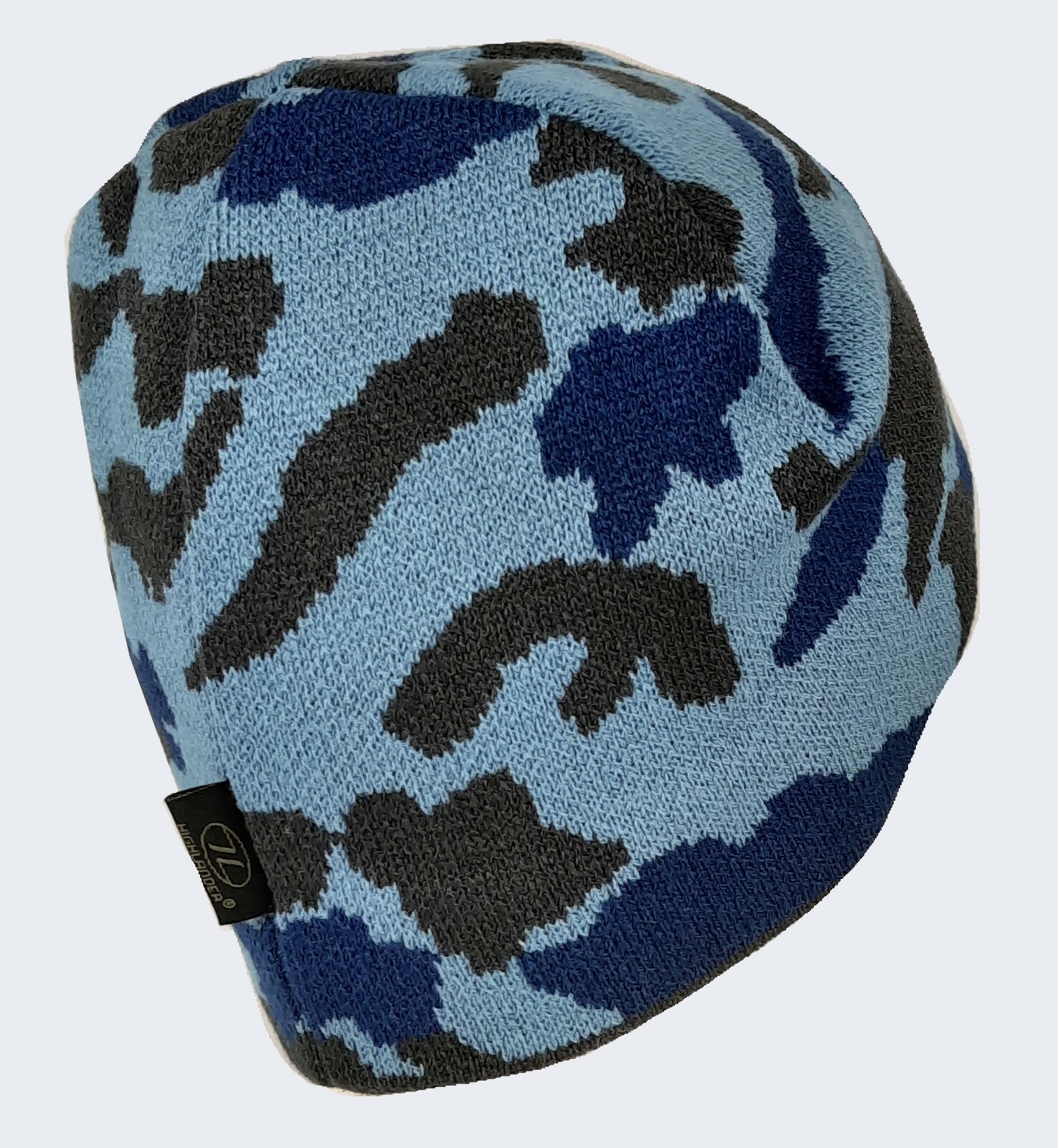 Camouflage Beanie Hat Stretch One Size Green or Blue Camo Knitted Acrylic