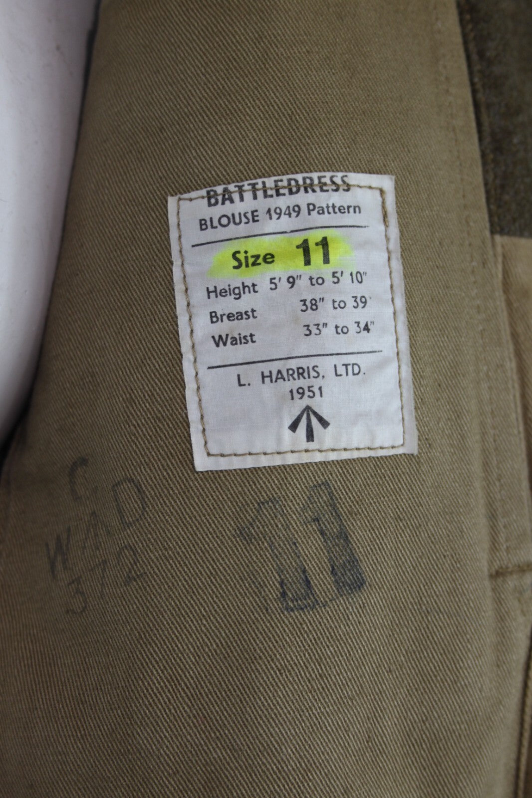Genuine Surplus Battle Dress Blouse Jacket Dated 1951 36-38" Chest (2130)