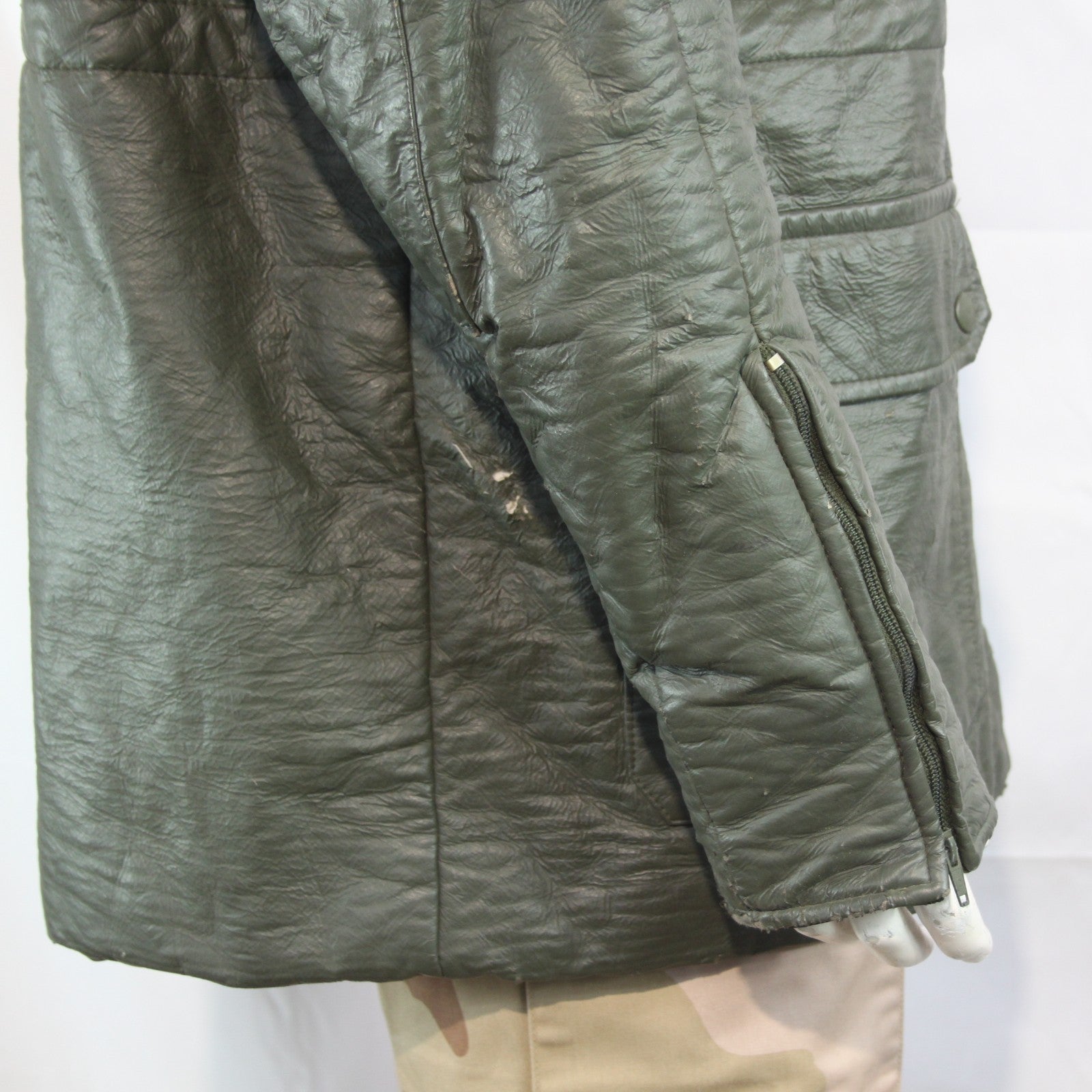 Genuine Surplus French Military Leather Style Cold Weather jacket Olive (3792)
