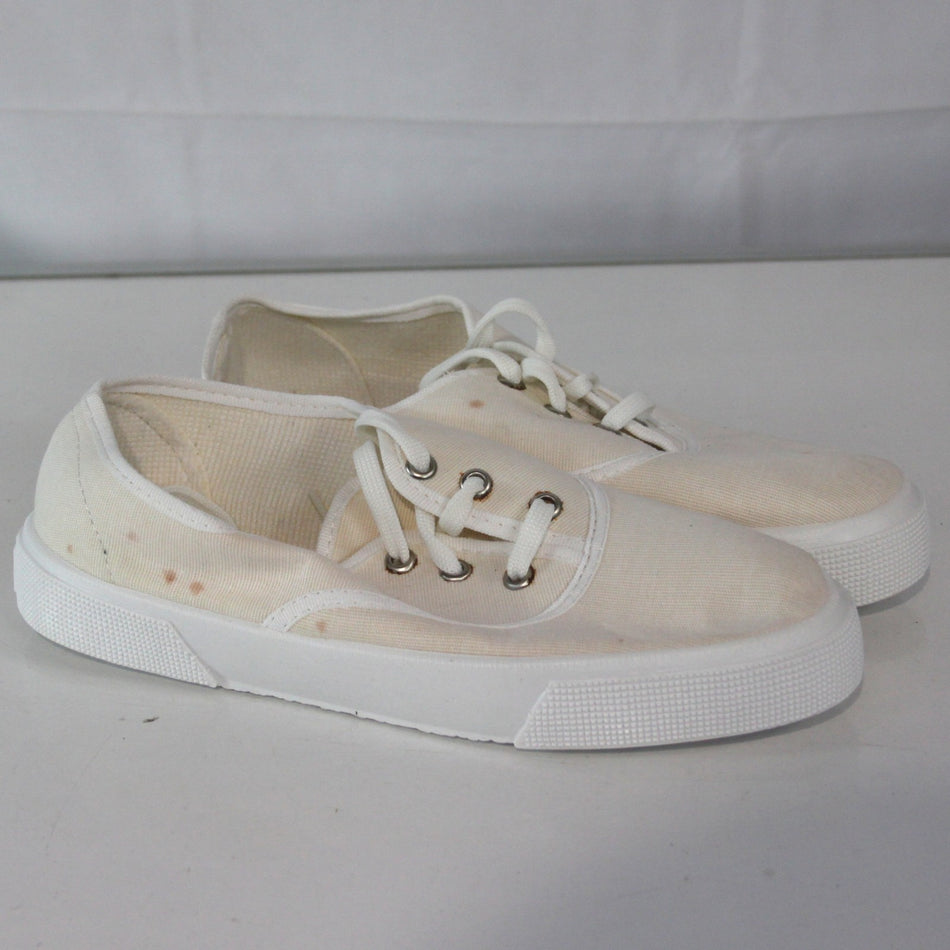 Vintage Military White Plimsolls Lace Up Genuine Surplus EU 38 39 (3865)