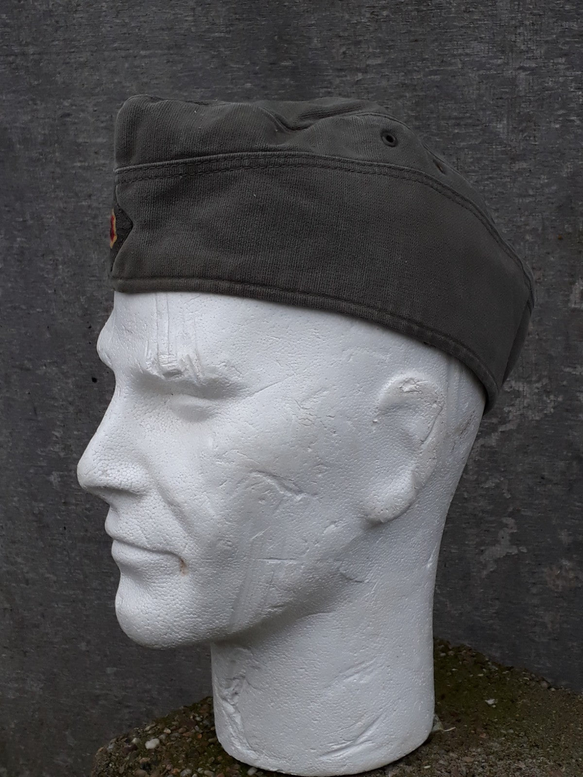 Genuine Surplus German Side Cap Fatigue Cap Chip Packet Hat Olive Vintage 1980's