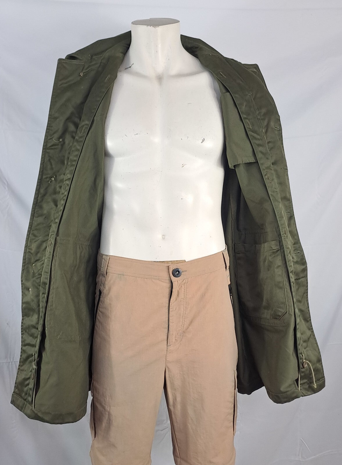 Genuine Surplus Czech Army Parka Unlined Olive Green Canvas No belt (1671)