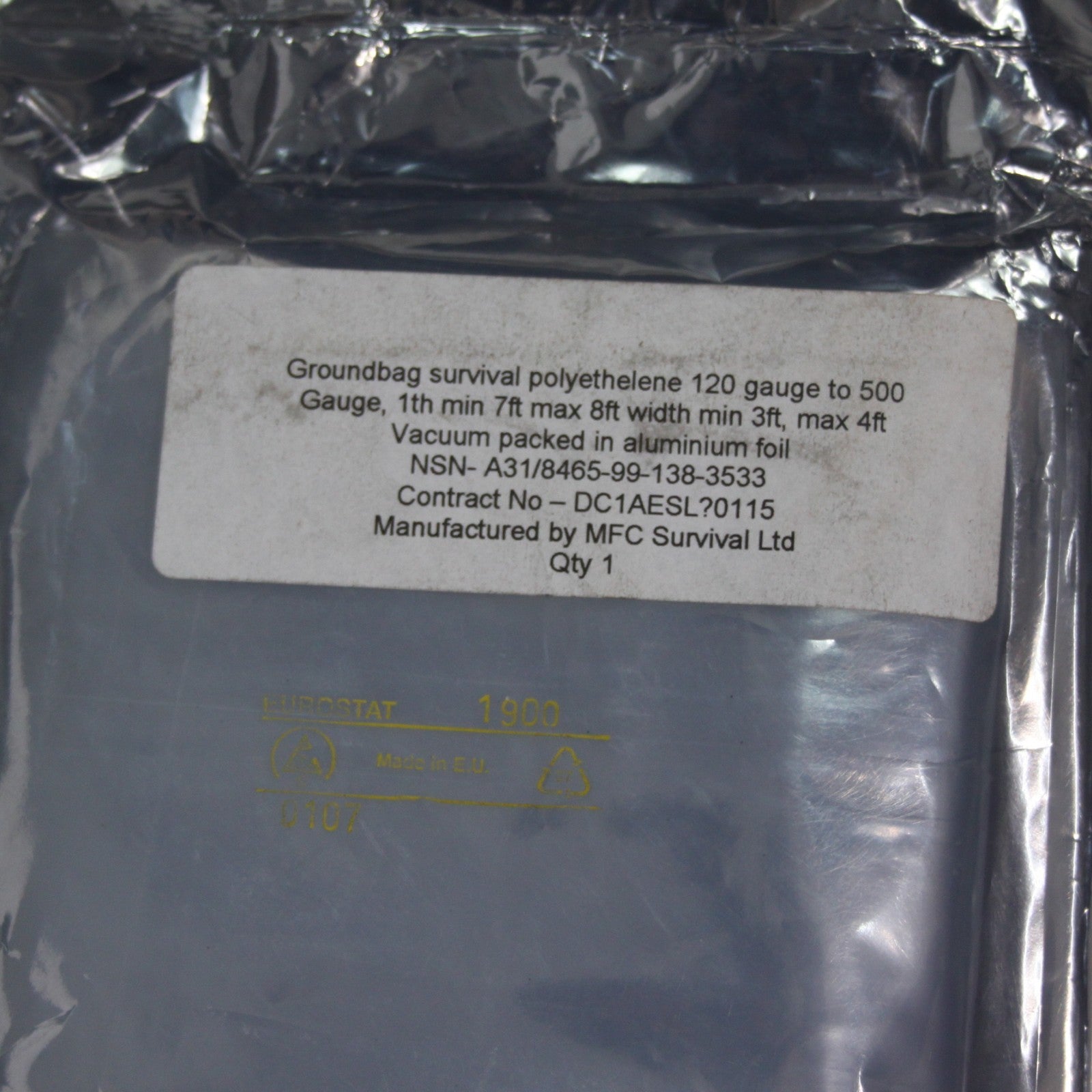Survival Bag Sleeping Bag PVC Plastic Emergency Genuine Surplus Military (4018)