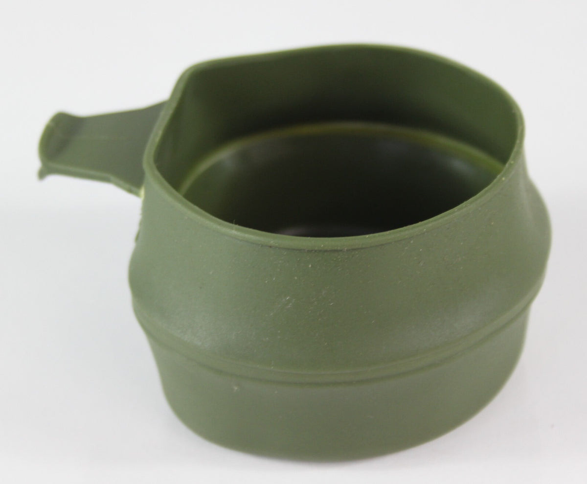 Genuine Surplus Swedish Folding Camping Cup Green Plastic Compact Small Travel