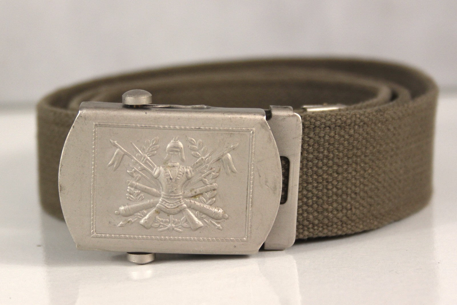 Genuine Surplus Italian Army 33mm Khaki Belt Embossed Buckle 28-38" Waist