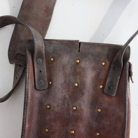 Genuine Surplus French Army IndoChina War Leather Pouch Side Bag (3478)