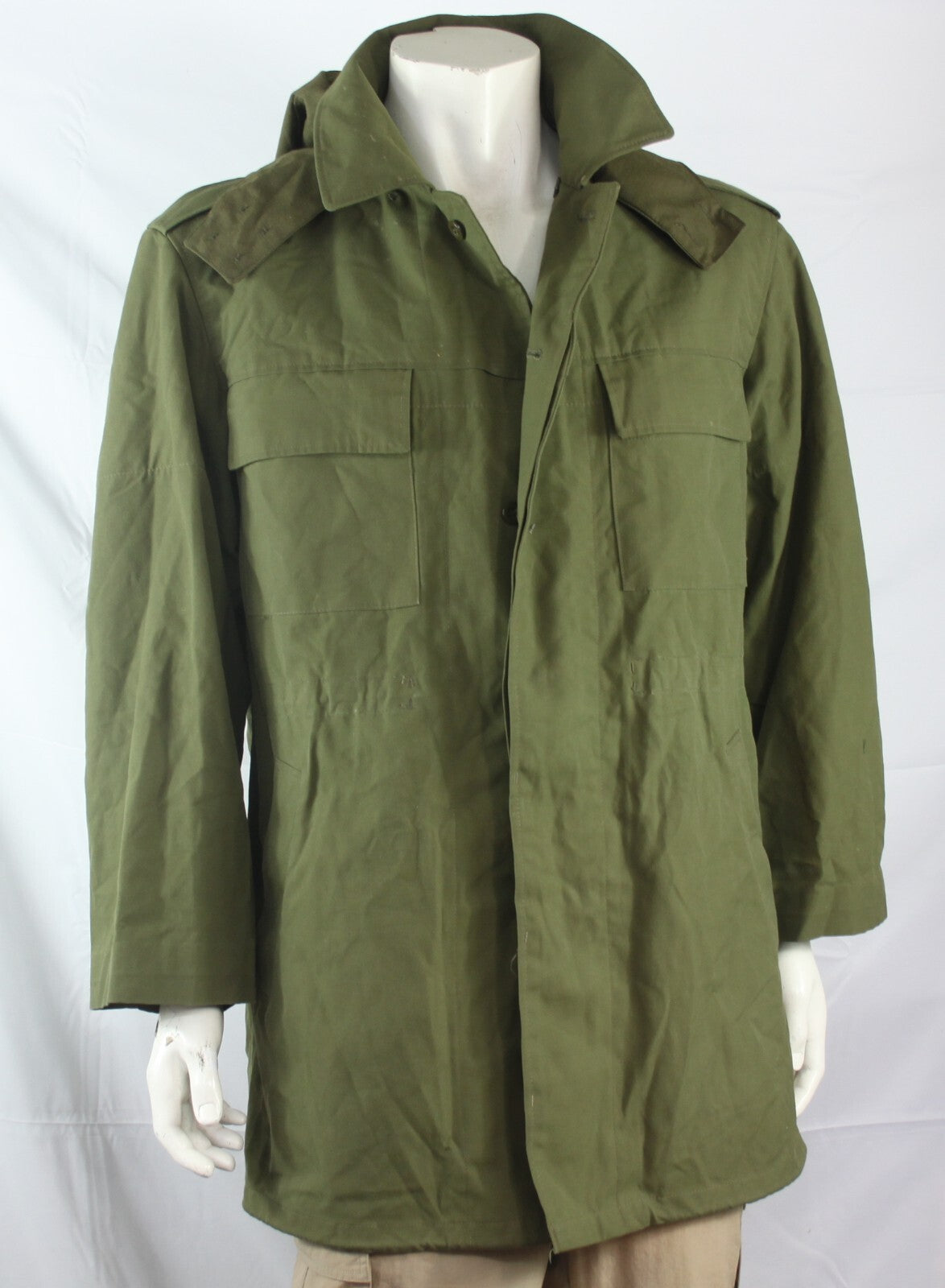 Genuine Surplus Vintage Czech Army Olive Drab Canvas Hooded Parka Cotton Canvas