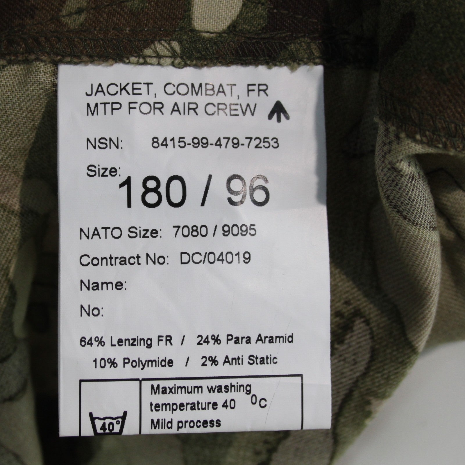 Genuine Surplus British RAF MTP Aircrew Aramid Mix Shirt Camouflage Jacket(3632)