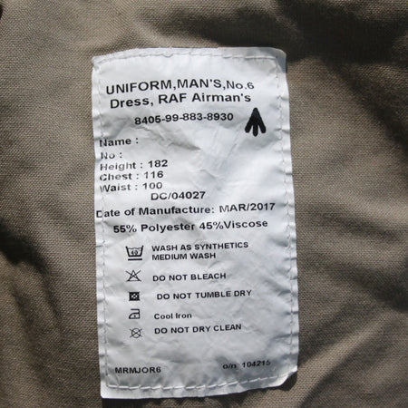 RAF Airmans No6 Dress Jacket Genuine Surplus Unlined Airforce 44" (3591)