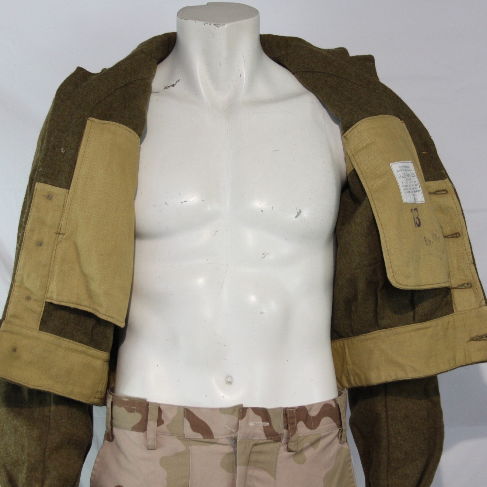 1954 British Army Battle Dress Short Uniform Jacket Wool 38" Chest Brown (3541)