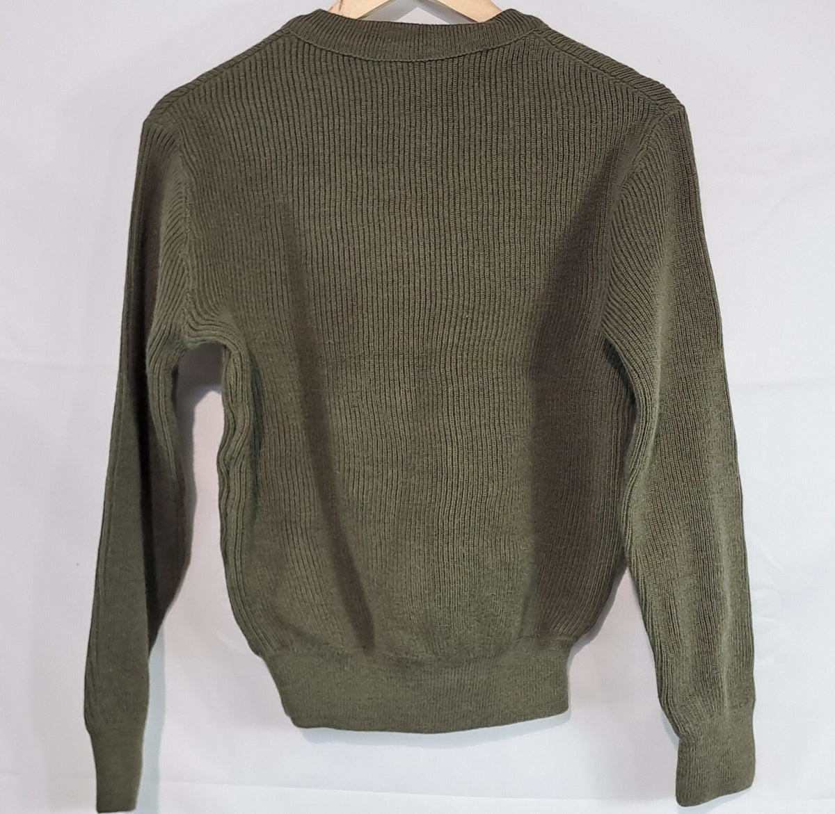Genuine Surplus French Military Army V- Neck Jumper Olive 55% Wool 38" (2707)