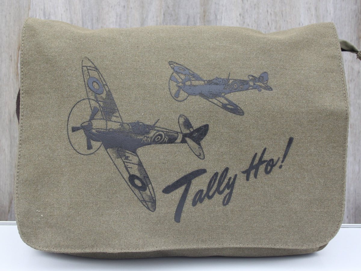 Tally Ho Spitfire Battle of Britain Exclusive Printed Messenger Bag Vintagestyle