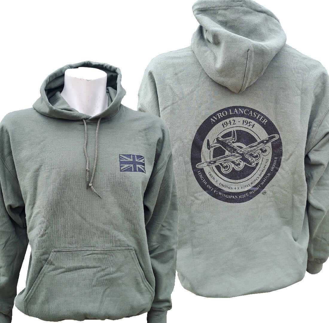 Avro Lancaster Roundel Exclusive Printed Hoodie Warm Military Airforce Green