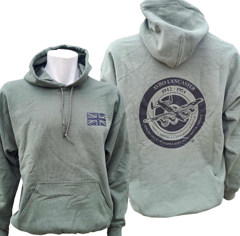 Avro Lancaster Roundel Exclusive Printed Hoodie Warm Military Airforce Green