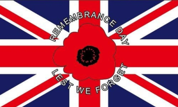 Lest We Forget Poppy Remembrance Flag 5' x 3' Armistice