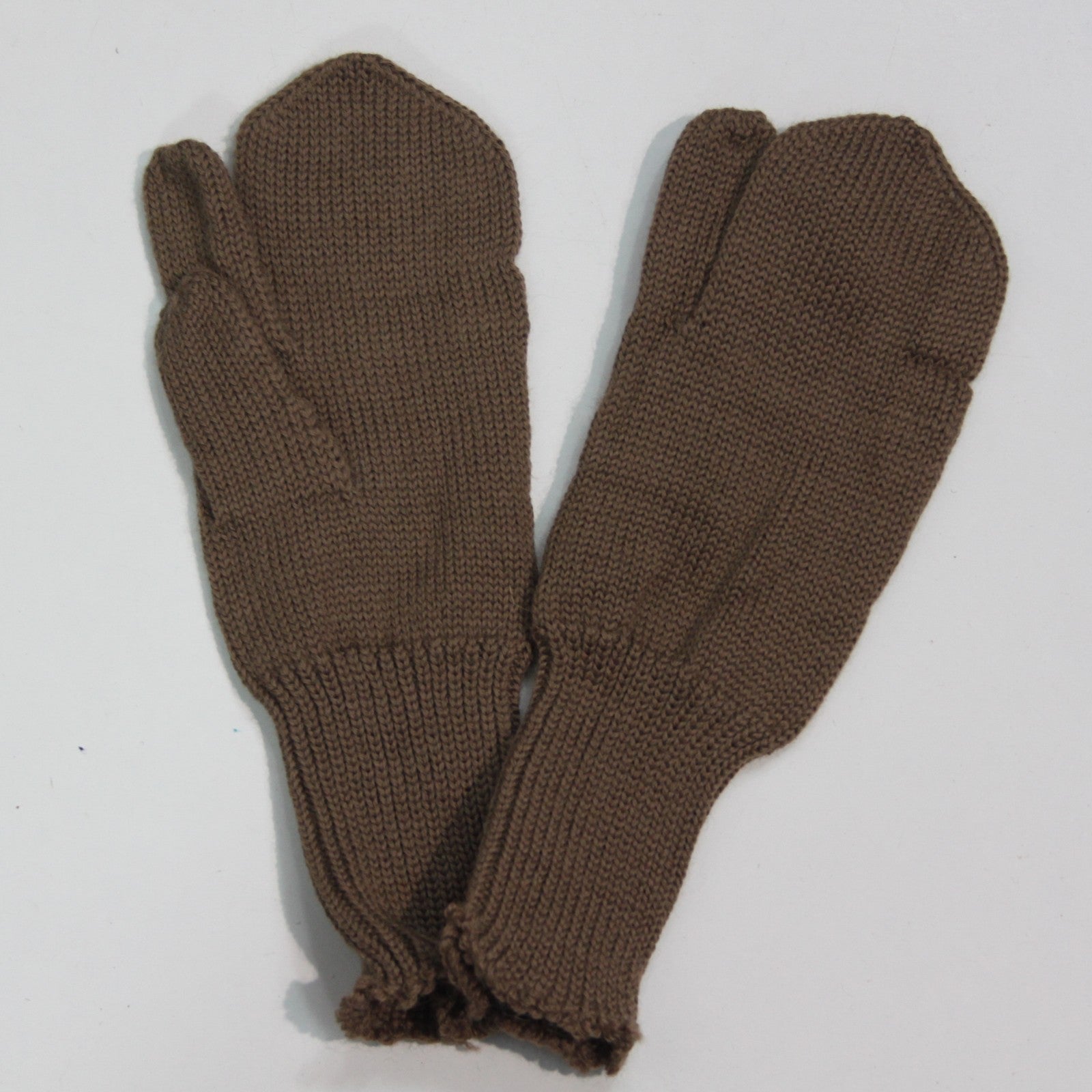East European Army Knitted Brown Mittens Genuine Surplus Large (3922)