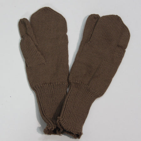 East European Army Knitted Brown Mittens Genuine Surplus Large (3922)