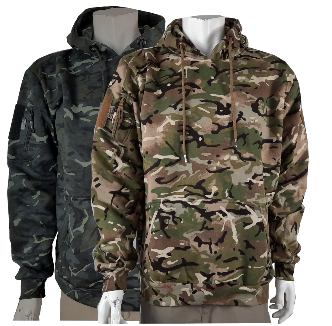 Kombat Tactical Hoodie BTP /Black  Tactical Military Pockets Cotton Rich Hooded 