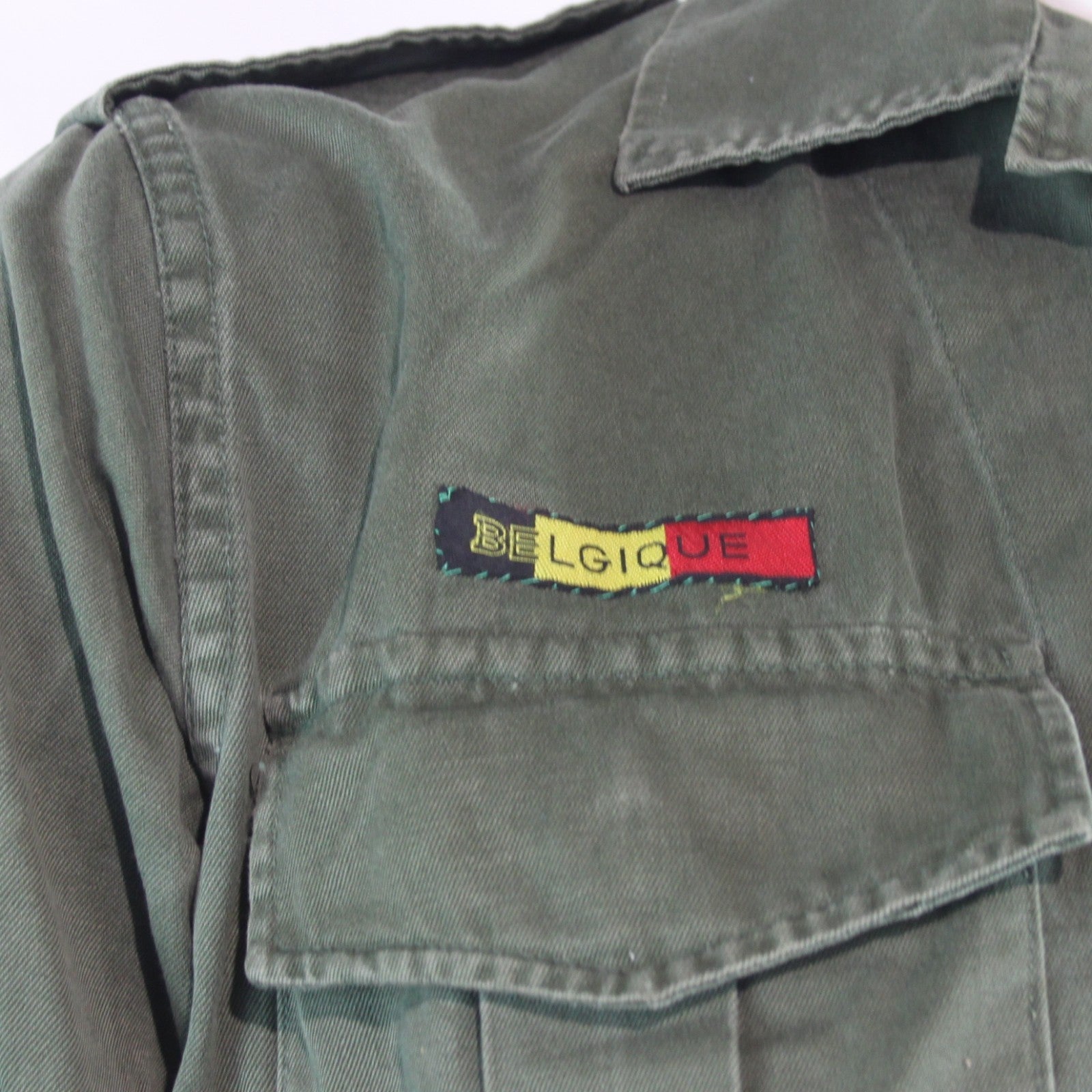 Genuine Surplus Boy Scouts of Belgium Olive Army Shirt 37" 1977 (4264B)