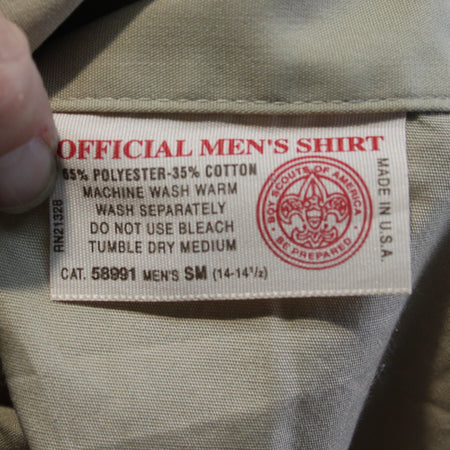 Boy Scout Shirt Badged Sand Genuine US Scouts of America 14-14.5" Collar  (3619)