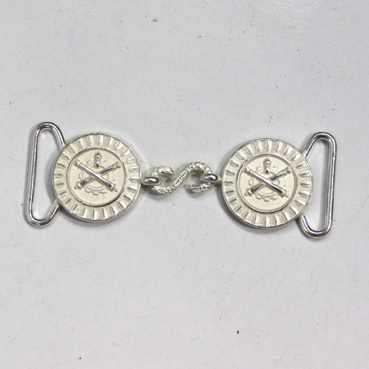 NEW French Military Snake Belt Buckle Silver White Metal Genuine Surplus (3984