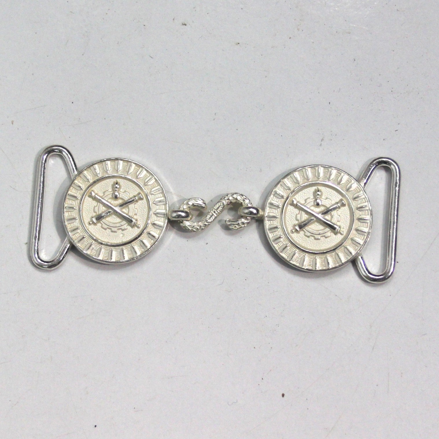 NEW French Military Snake Belt Buckle Silver White Metal Genuine Surplus (3984