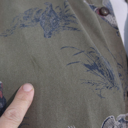 Woods & Water Turkey Pheasant Printed Hunting Shirt Cotton Khaki Large (4073)