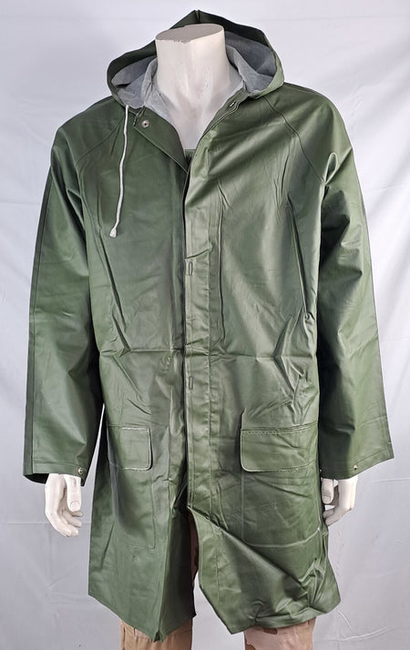 Genuine Surplus Civil Defence Olive PVC RUbberised Rain Coat Blautex XL+ (2798)