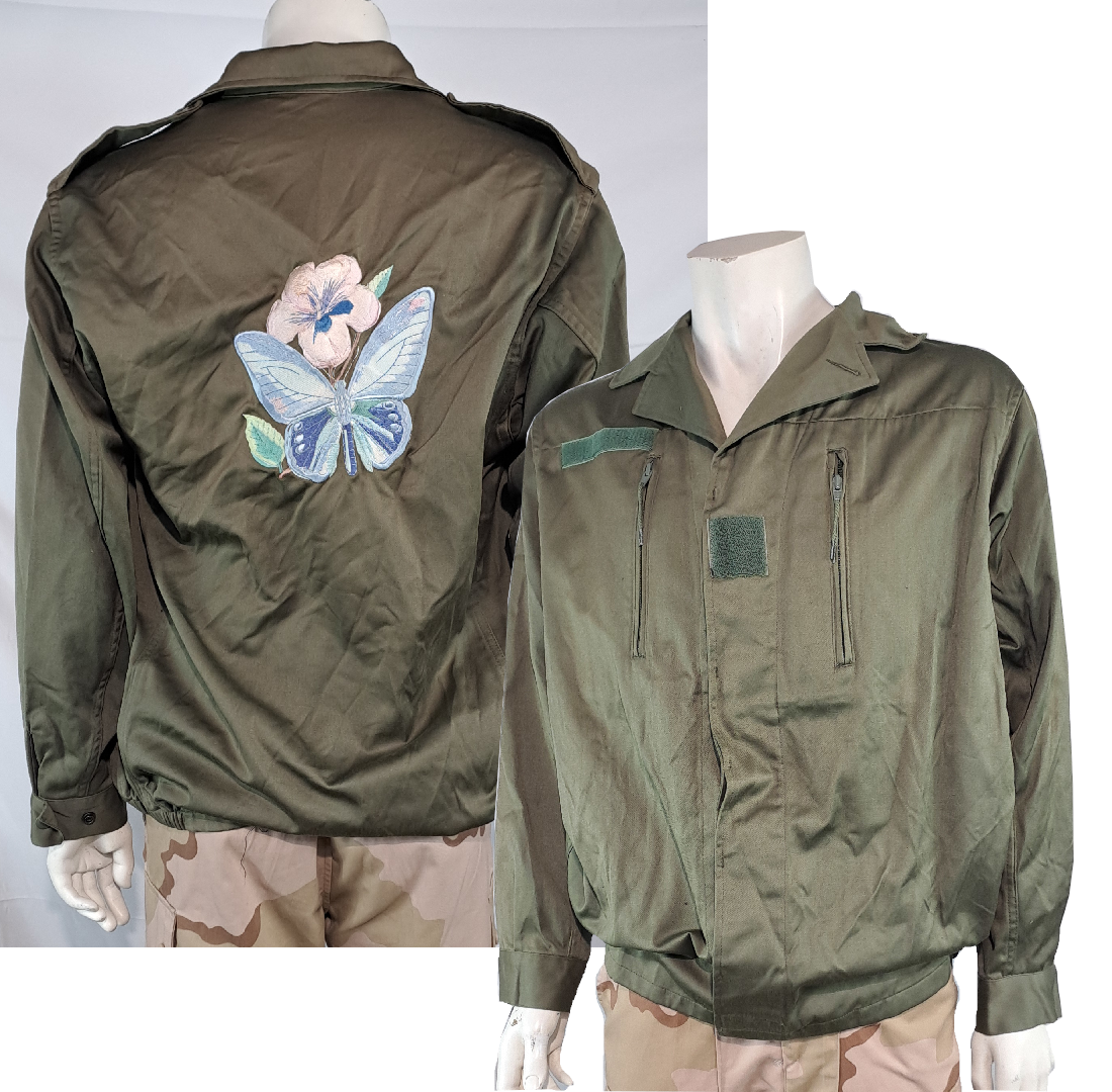 Genuine Surplus French Army Olive F2 Jacket Embroidered Butterfly 40-42" (3068)