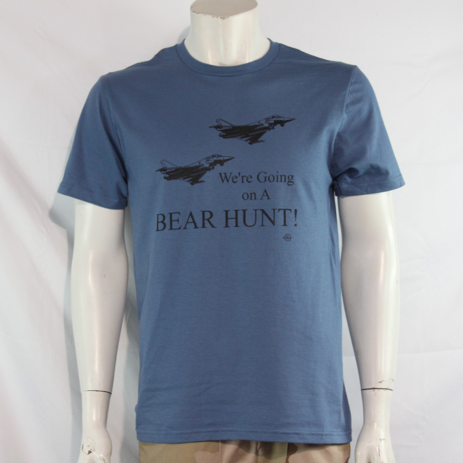 Typhoon Bear Hunt Exclusive Printed T-Shirt Mens Warbird Print Denim Blue