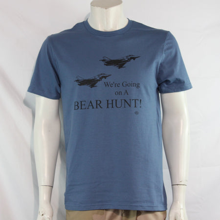 Typhoon Bear Hunt Exclusive Printed T-Shirt Mens Warbird Print Denim Blue