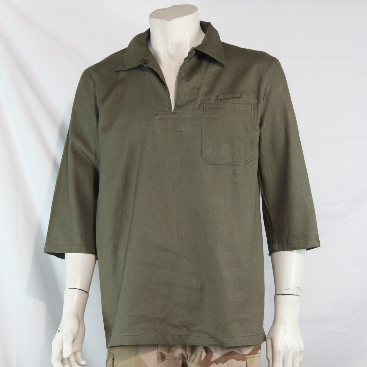 Genuine Surplus Overhead Military Shirt Olive Green Vintage  (4066)