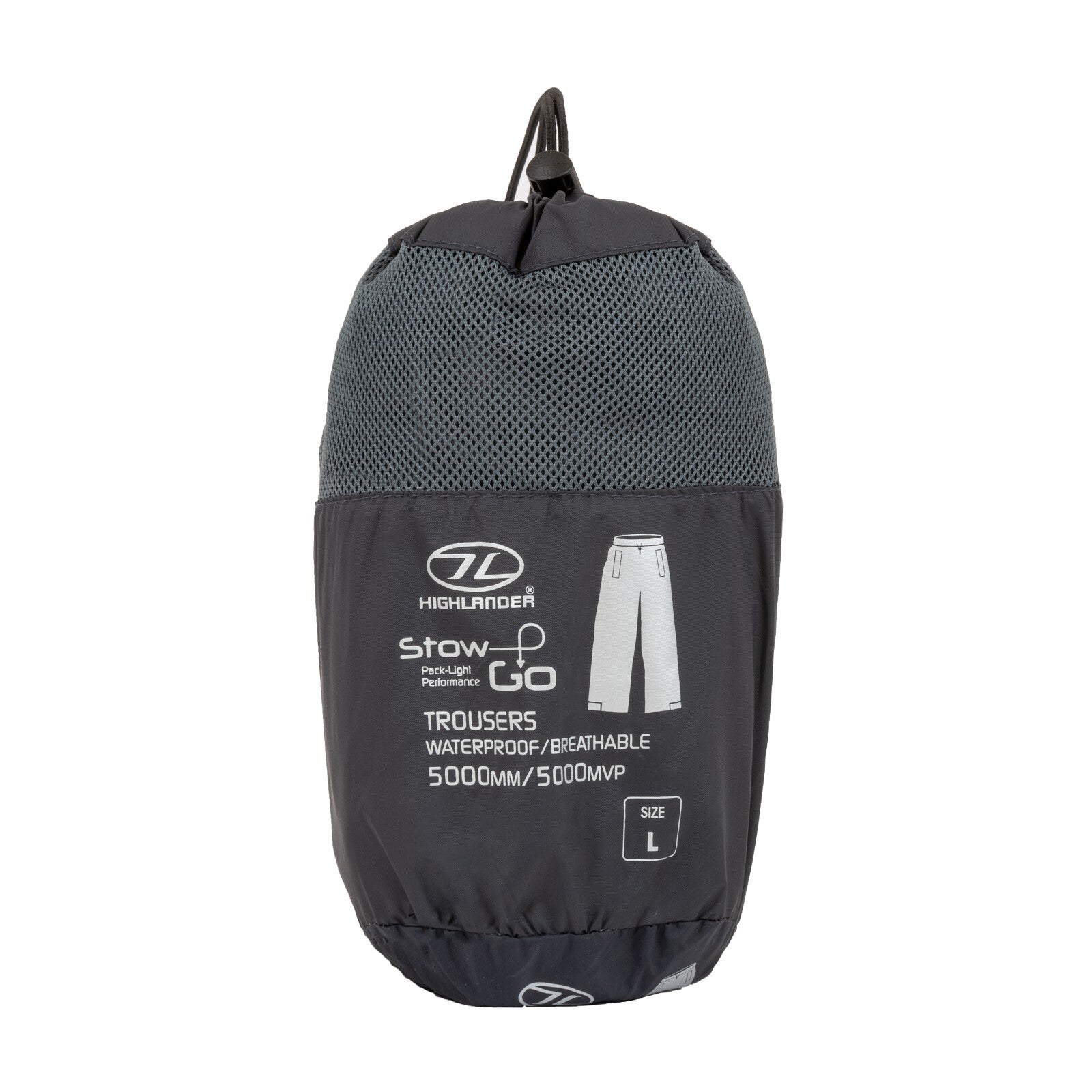 Highlander Stow & Go Black Waterproof Breathable Light Weight Over Trousers