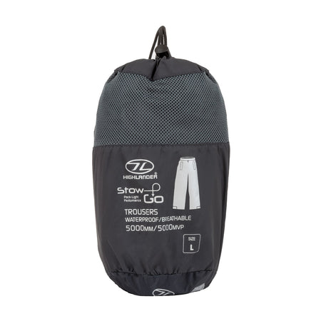 Highlander Stow & Go Black Waterproof Breathable Light Weight Over Trousers