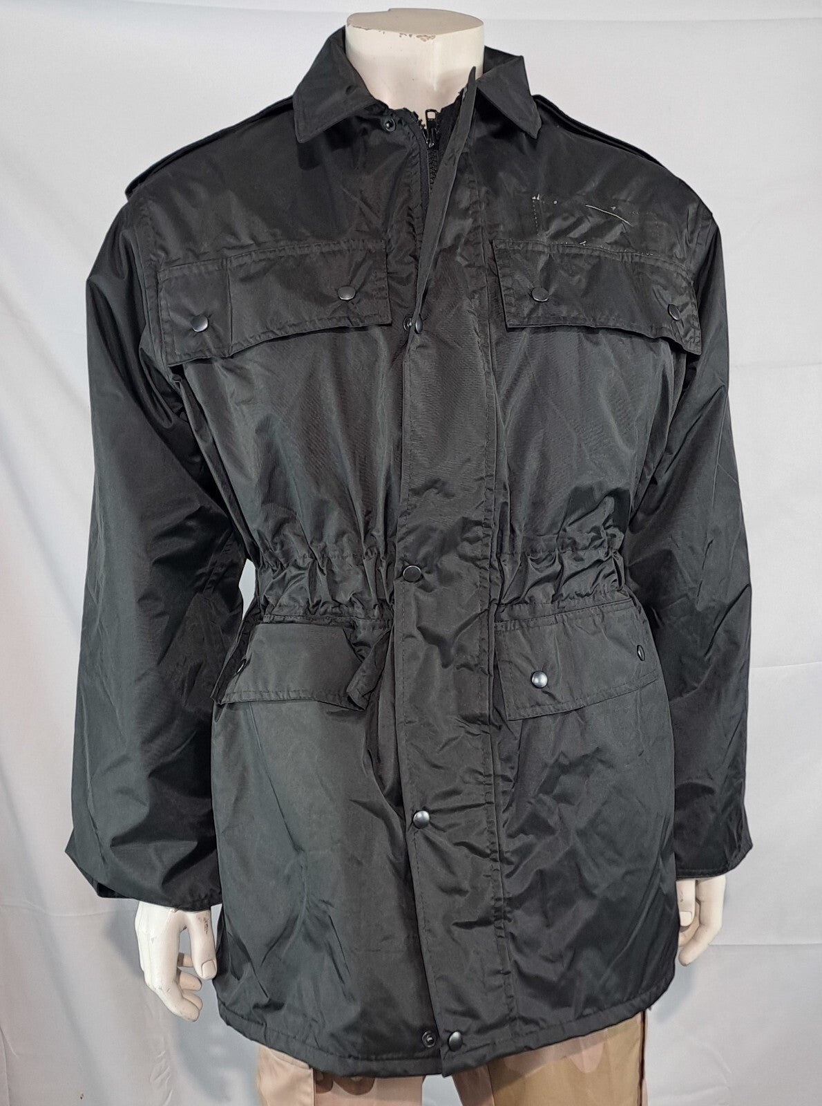 Genuine Surplus British Police Waterproof Nylon Rain Jacket Black 34-36" (2805)