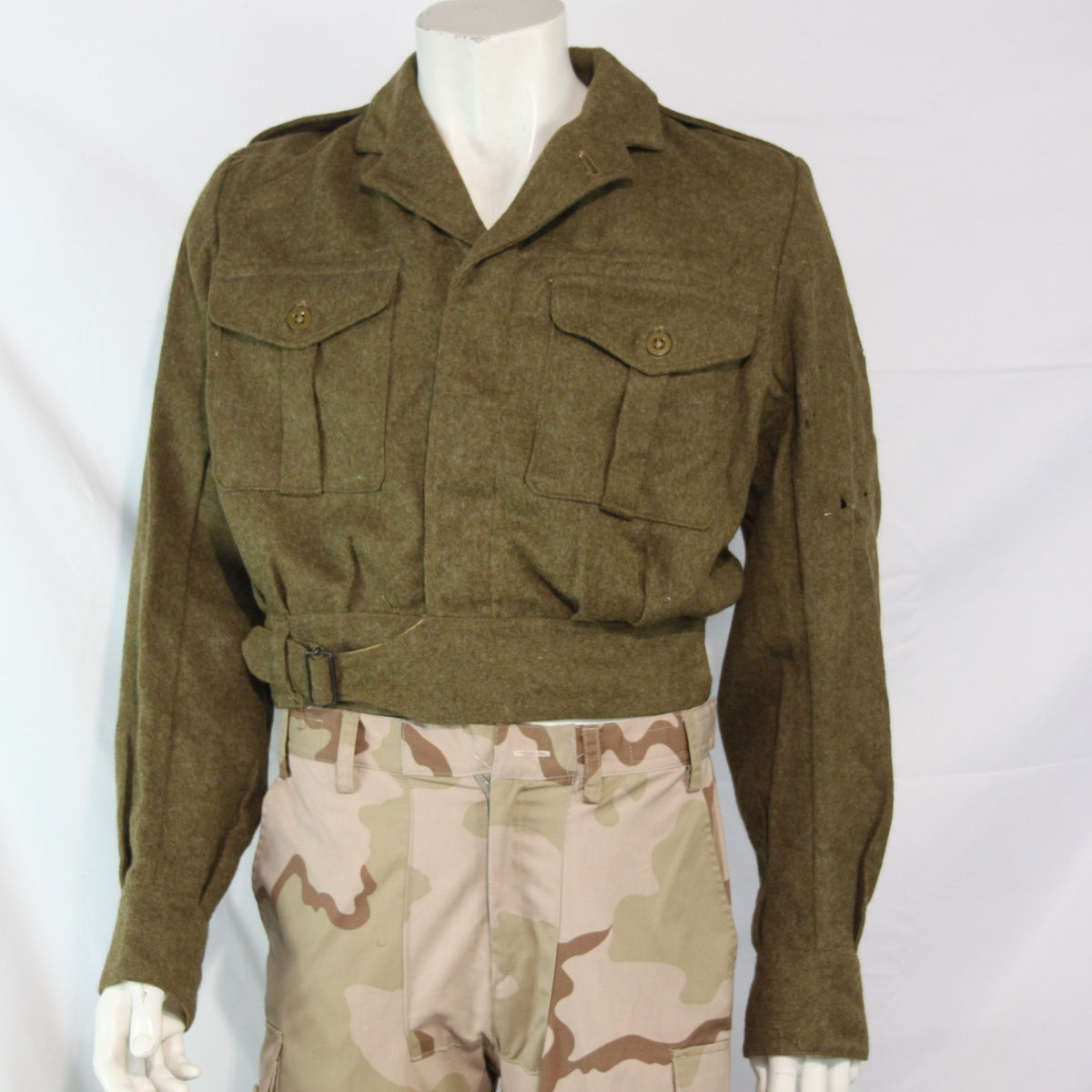 1954 British Army Battle Dress Short Uniform Jacket Wool 38" Chest Brown (3542)