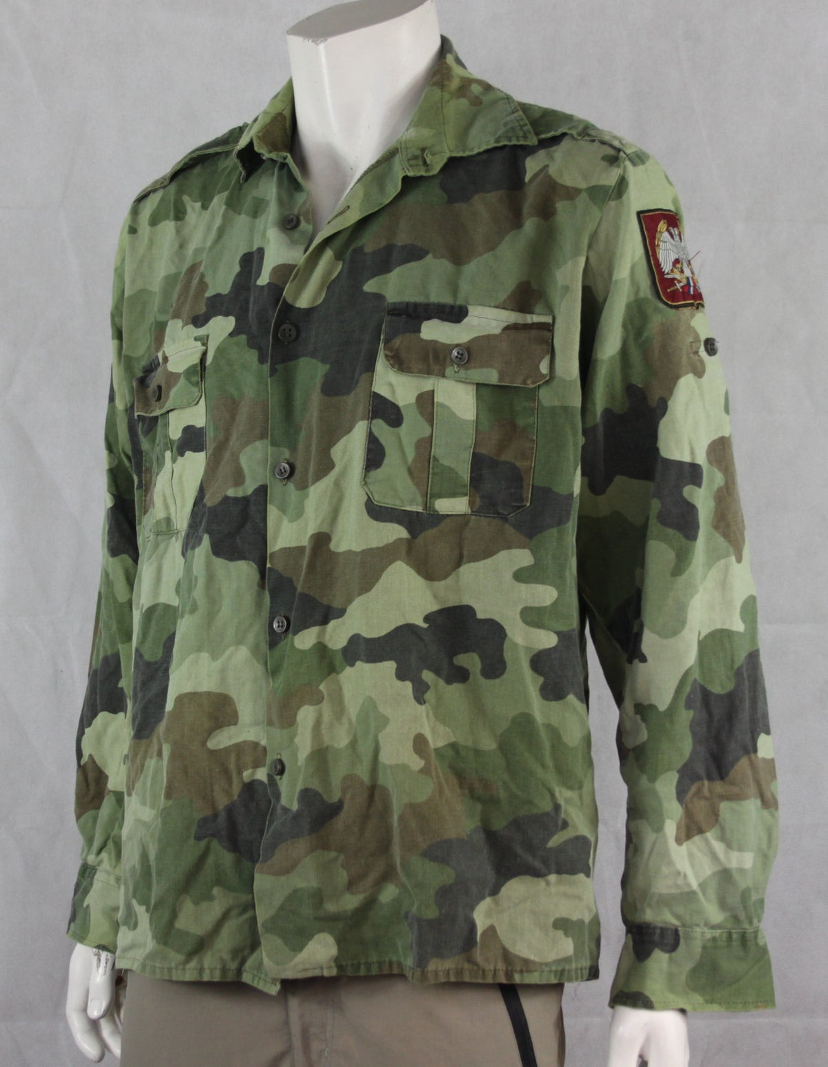Genuine Surplus Serbian Army Camo Shirt Long Sleeve Badged