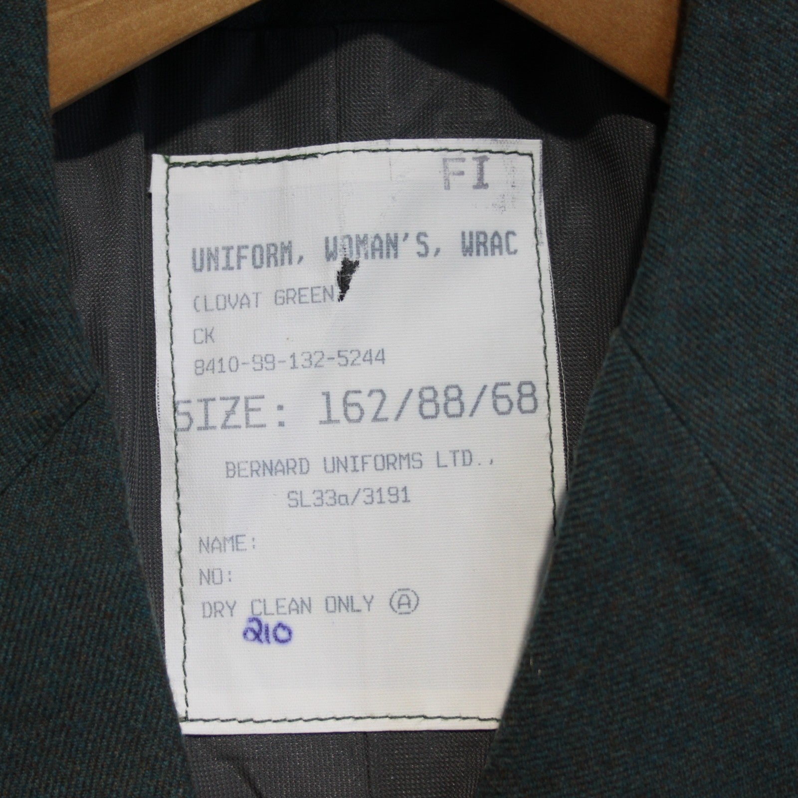 Ladies Uniform Dress Jacket Vintage British Army Lovat Green UK10 34"(3557)