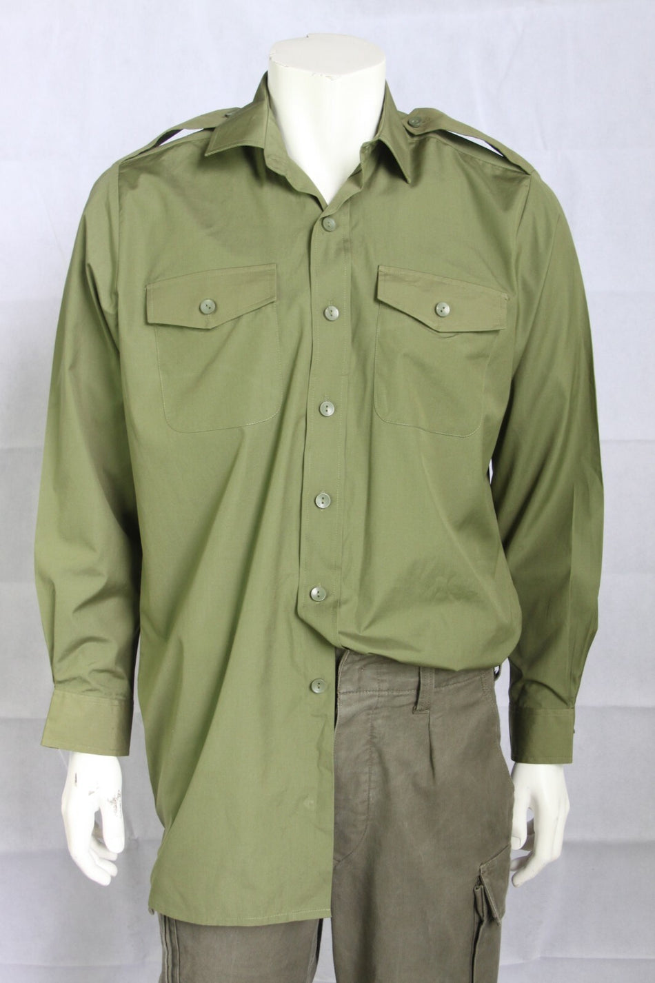 Genuine Surplus Vintage British Army Poly/Cotton Working Shirt Olive Green 